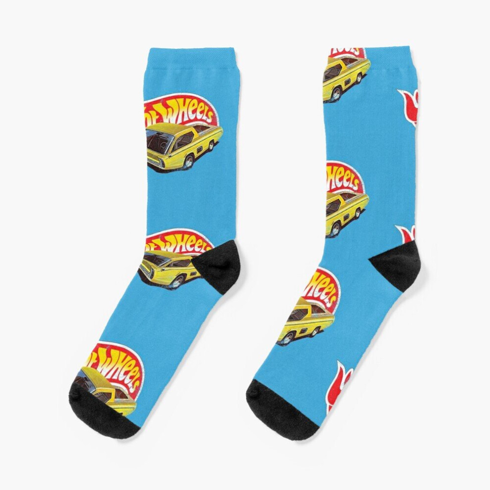 Dress Socks Vintage Style Hot Wheels "Deora" Novelty Fancy Crazy Pattern Crew Casual for Men Women