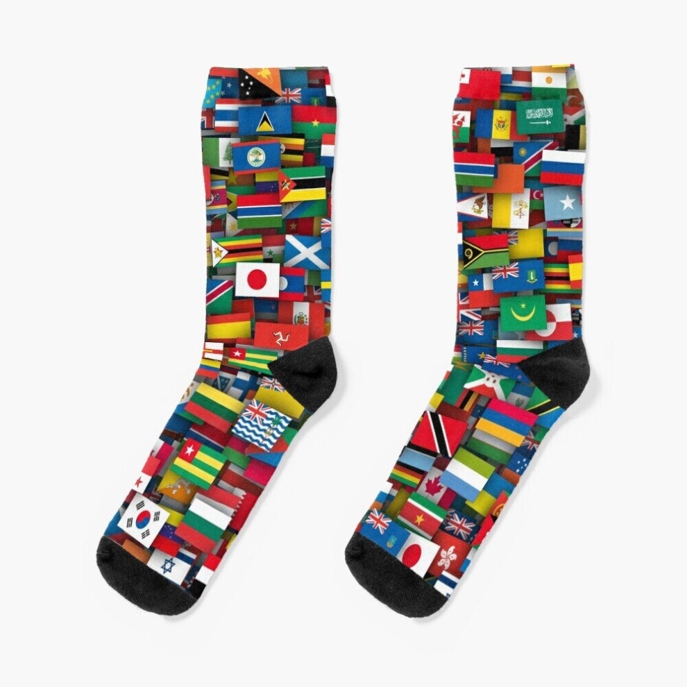 Dress Socks Flags of all countries of the world Novelty Fancy Crazy Pattern Crew Casual for Men Women