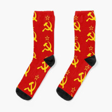 Dress Socks USSR Hammer and Sickle CCCP retro Russian Soviet Flag Novelty Fancy Crazy Pattern Crew Casual for Men Women