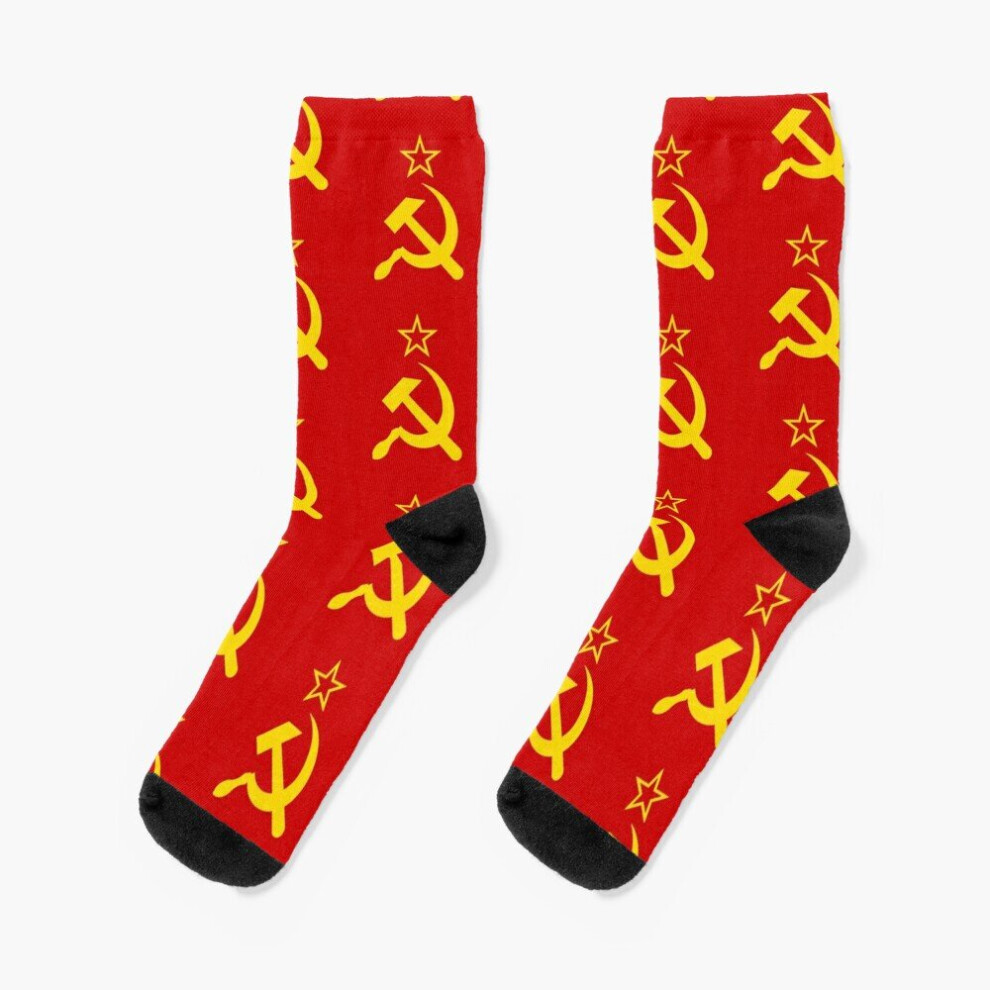 Famgem Dress Socks Ussr Hammer And Sickle Cccp Retro Russian Soviet Flag Novelty Fancy Crazy Pattern Crew Casual For Men Women Not,Specified