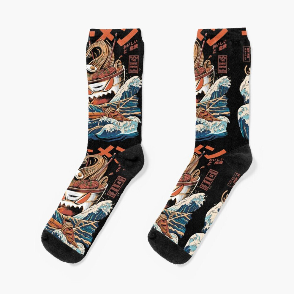 Dress Socks The black Great Ramen Novelty Fancy Crazy Pattern Crew Casual for Men Women-image-OPC-PBYB6QM-NEW