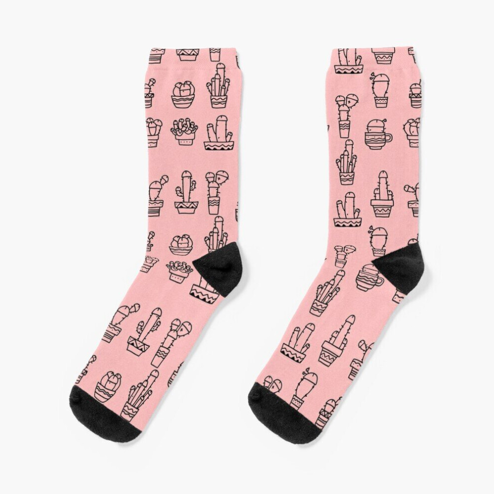 Dress Socks COCK PLANTS CACTUS PINK Novelty Fancy Crazy Pattern Crew Casual for Men Women-image-OPC-PBYB6Z7-NEW
