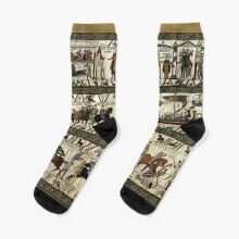 Dress Socks Bayeux Tapestry Novelty Fancy Crazy Pattern Crew Casual for Men Women