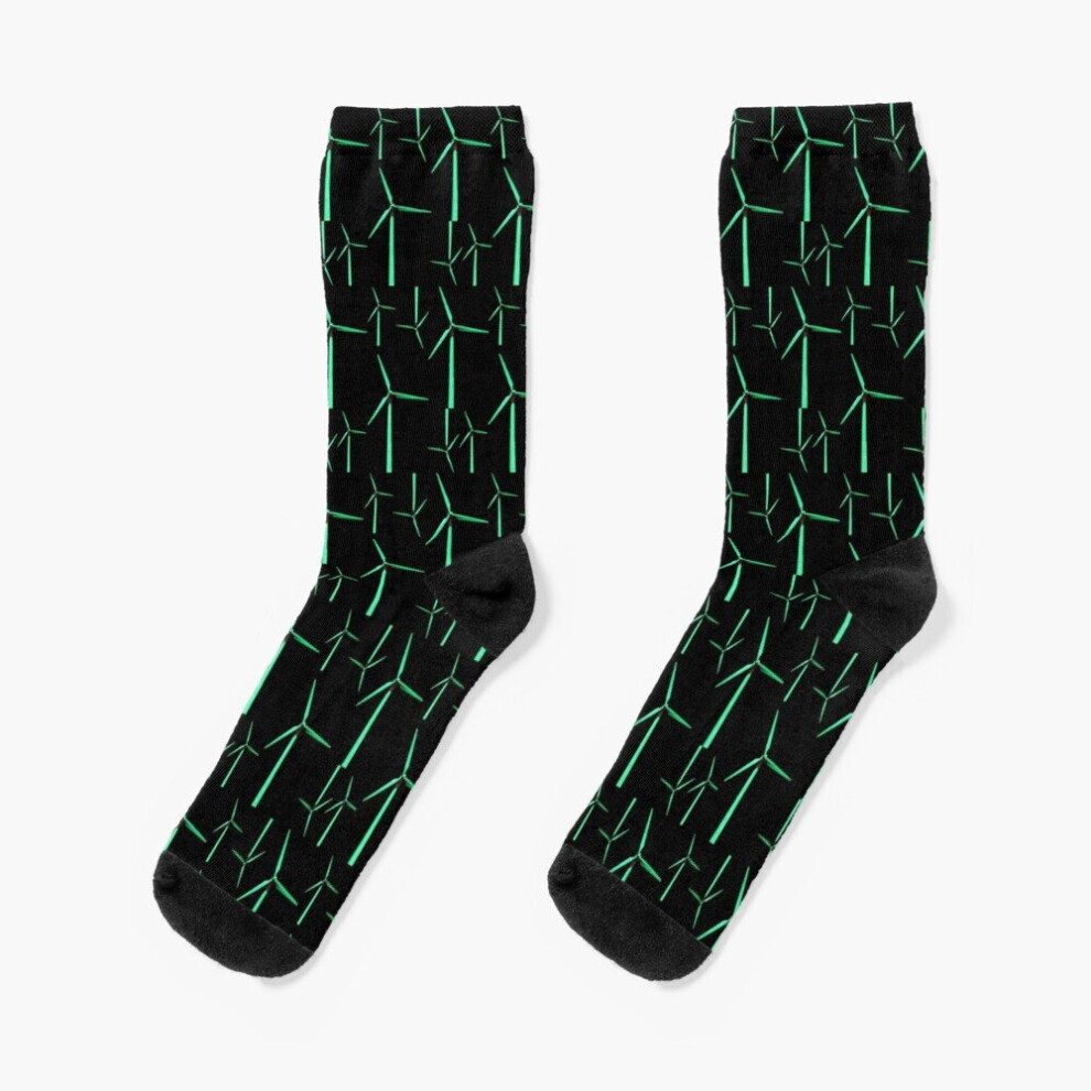 Dress Socks The Wind Turbine Novelty Fancy Crazy Pattern Crew Casual for Men Women