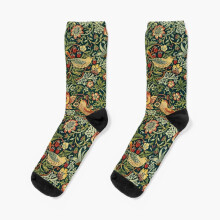 Dress Socks Strawberry Thief (Pattern) - William Morris Novelty Fancy Crazy Pattern Crew Casual for Men Women