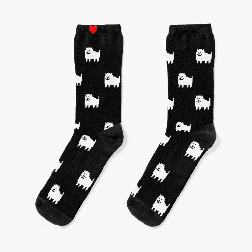 Famgem Dress Socks Undertale Dog Heart Novelty Fancy Crazy Pattern Crew Casual For Men Women