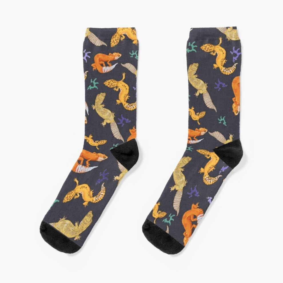 Dress Socks Gecko pattern Novelty Fancy Crazy Pattern Crew Casual for Men Women