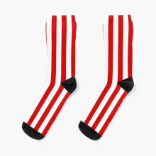 Dress Socks Red and White Stripes Medium Vertical Stripes Novelty Fancy Crazy Pattern Crew Casual for Men Women