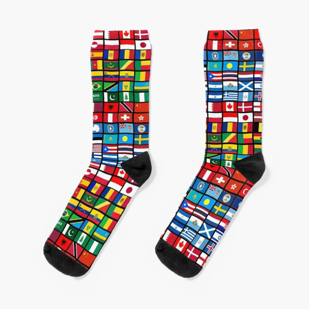 Famgem Dress Socks Flags Of The Countries Of The World, International Gift Novelty Fancy Crazy Pattern Crew Casual For Men Women Not,Specified