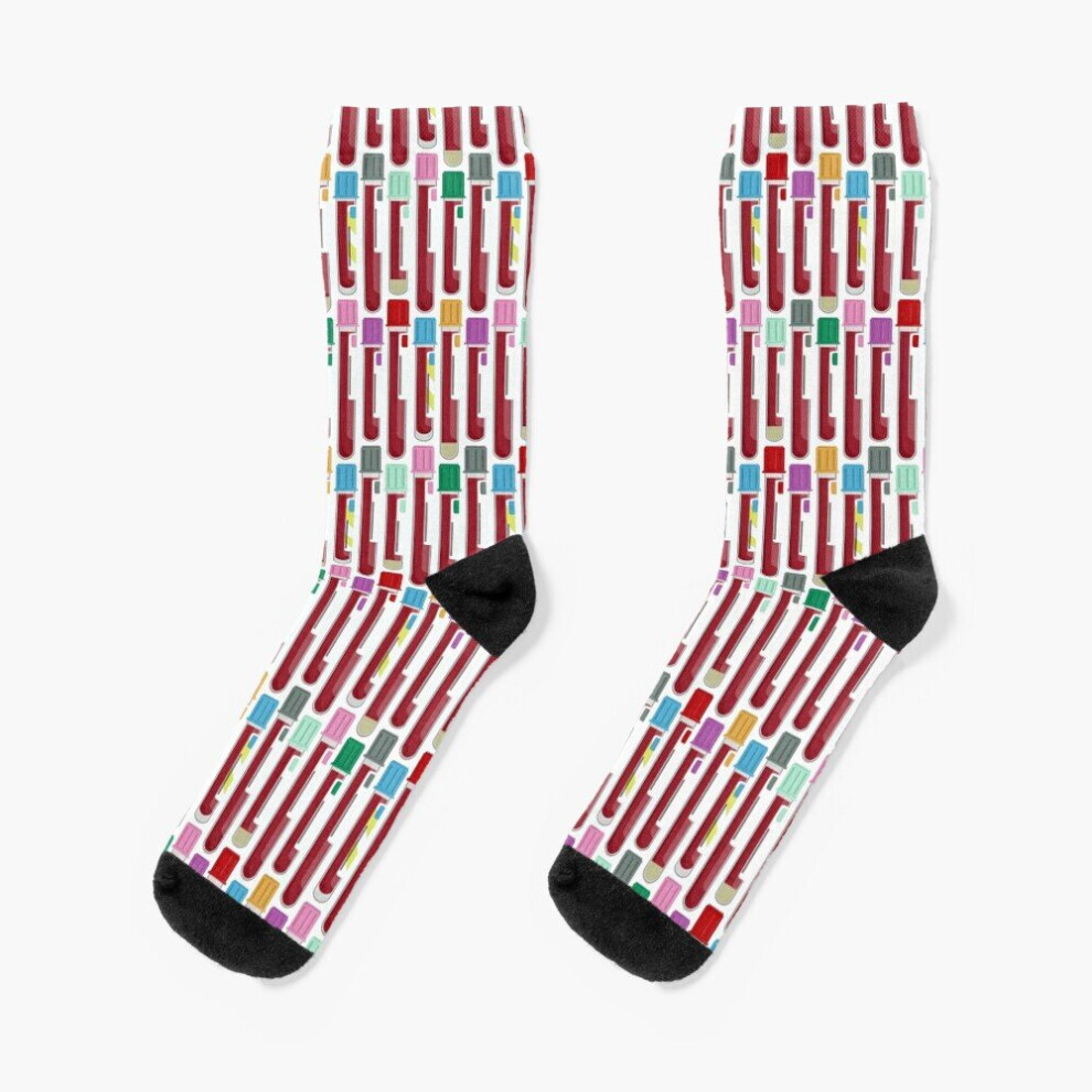 Dress Socks Phlebotomy Blood Tubes Novelty Fancy Crazy Pattern Crew Casual for Men Women