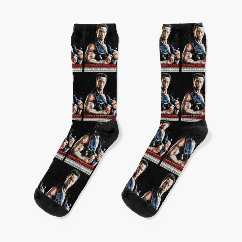 Dress Socks Arnold Schwarzenegger Commando Novelty Fancy Crazy Pattern Crew Casual for Men Women