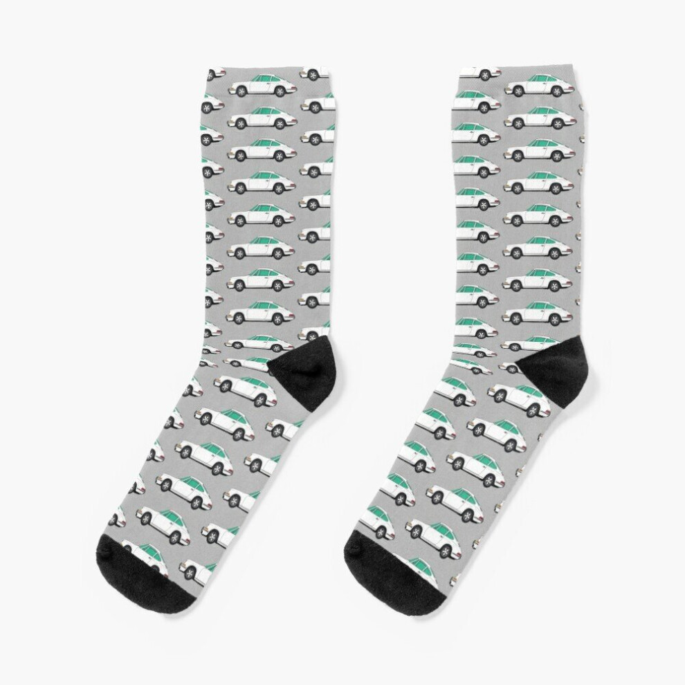 Dress Socks White Porsche 911 R (1967) ? Fan Art Novelty Fancy Crazy Pattern Crew Casual for Men Women