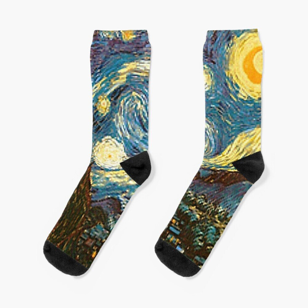 Dress Socks Vincent Van Gogh's Starry Night - An Icon of Modern Art Novelty Fancy Crazy Pattern Crew Casual for Men Women