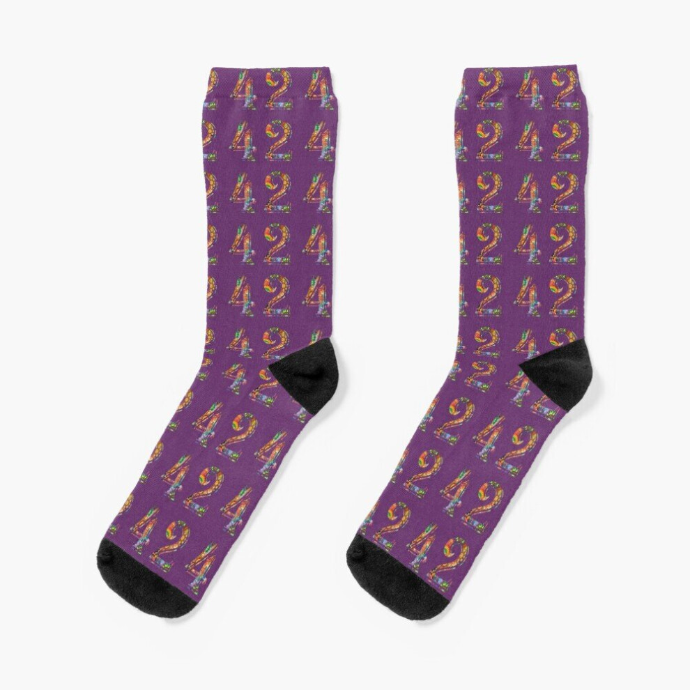 Dress Socks Meaning of Life (on grape) Novelty Fancy Crazy Pattern Crew Casual for Men Women-image-OPC-PBYB989-NEW