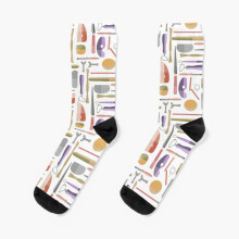 Crazy 3D Printed Dress Socks - Unisex Crew, Pottery Tools Themed Colorful Novelty Patterns for Men & Women, Soft Cotton Blend, Great Gift