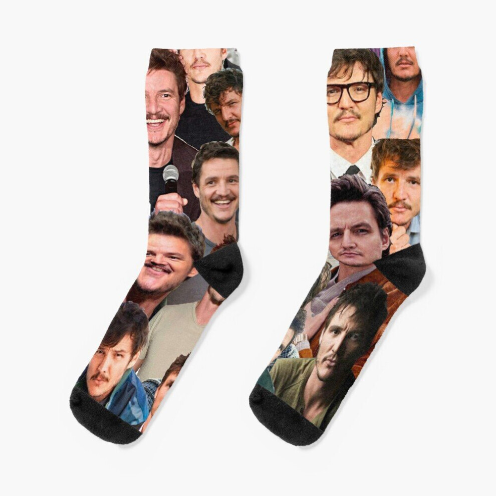 Dress Socks Pedro Pascal Photo Collage Novelty Fancy Crazy Pattern Crew Casual for Men Women