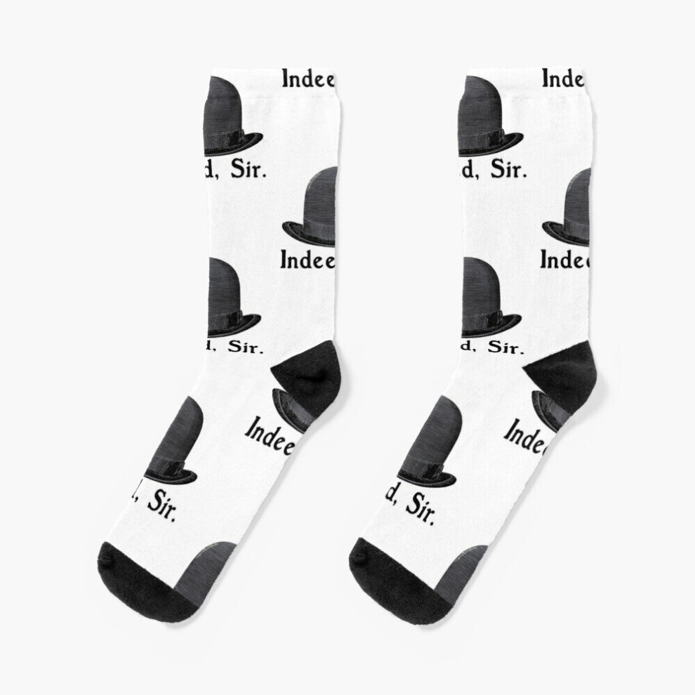 Dress Socks Jeeves and Wooster Bowler Hat: "Indeed, Sir" from PG Wodehouse's Iconic Character Novelty Fancy Crazy Pattern Crew Casual for Men Women