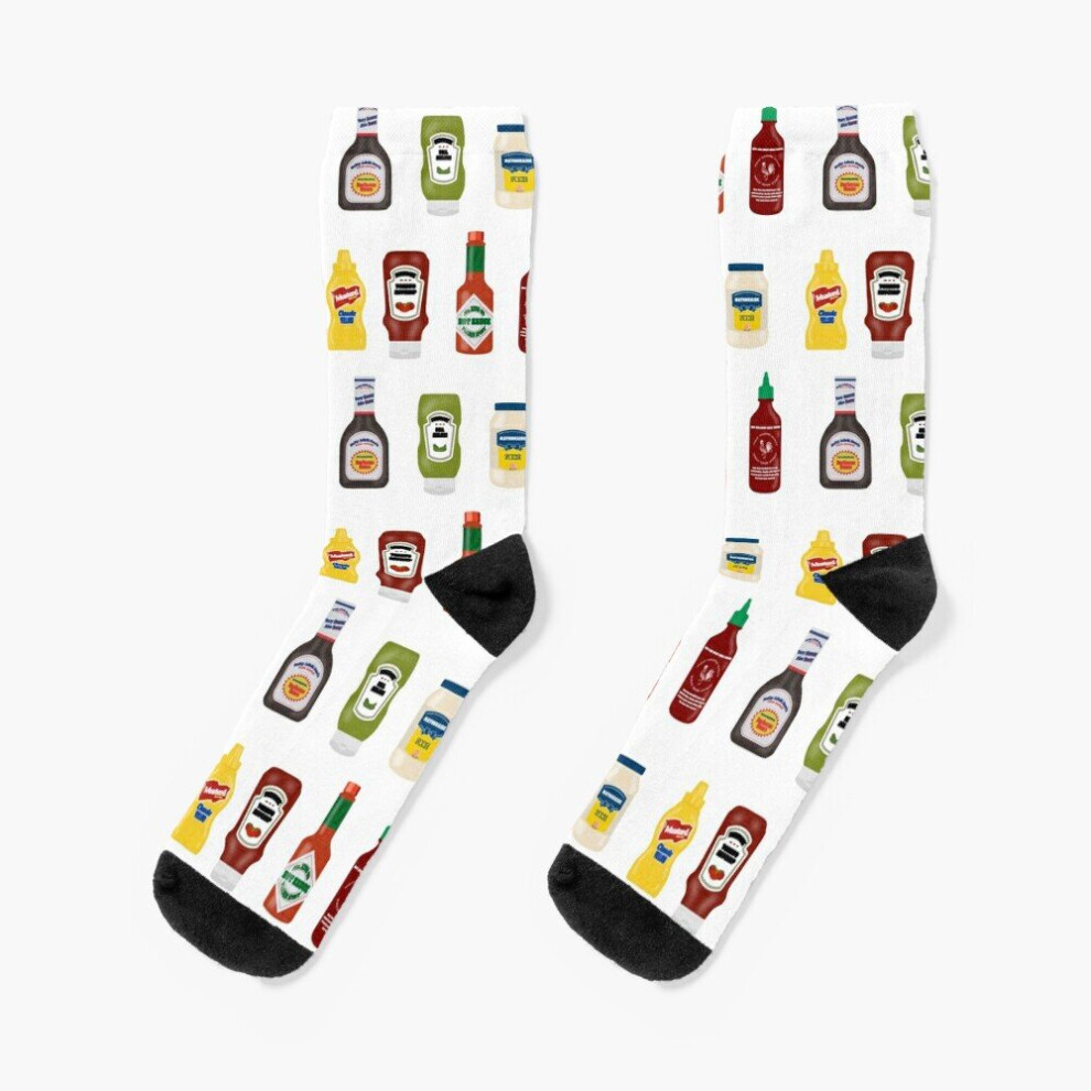 Dress Socks Condiment Pattern Novelty Fancy Crazy Pattern Crew Casual for Men Women