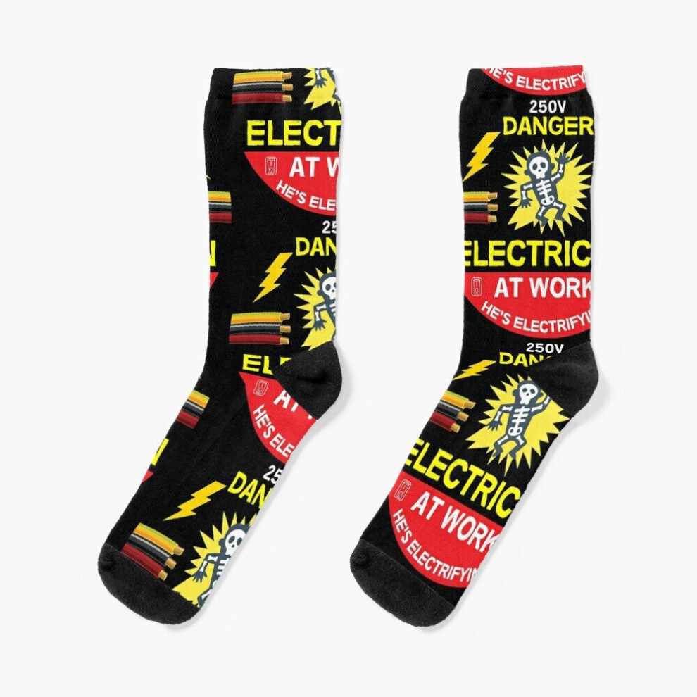 Dress Socks Funny Electrician - Fun Electrician- Electrician Gifts Novelty Fancy Crazy Pattern Crew Casual for Men Women