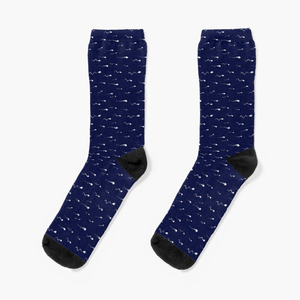 Dress Socks Blue and White Sperm Pattern Novelty Fancy Crazy Pattern Crew Casual for Men Women