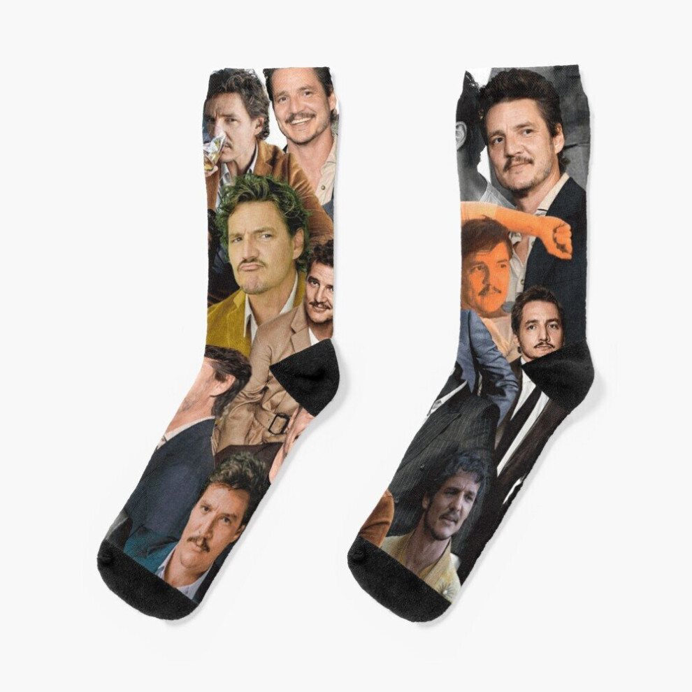 Dress Socks pedro pascal photo collage Novelty Fancy Crazy Pattern Crew Casual for Men Women