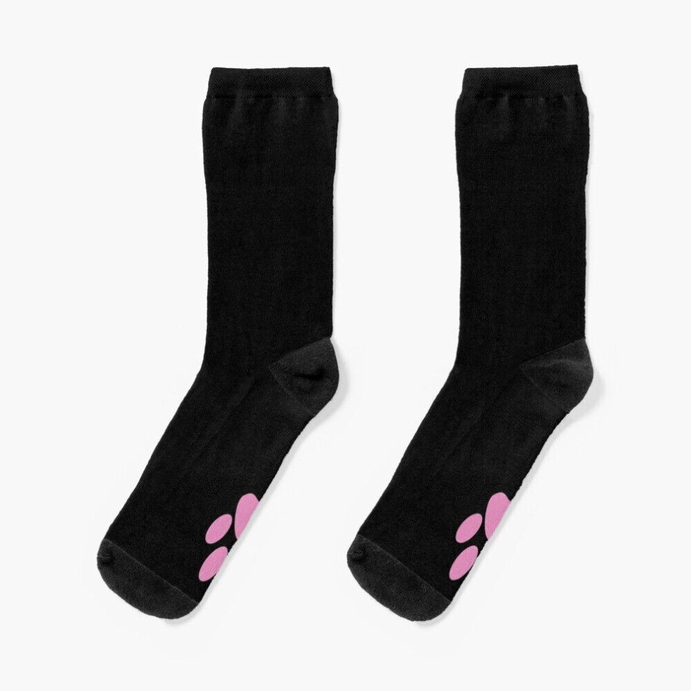 Dress Socks Black Cat Cute and Funny Animal Paw Pink Pads Novelty Fancy Crazy Pattern Crew Casual for Men Women