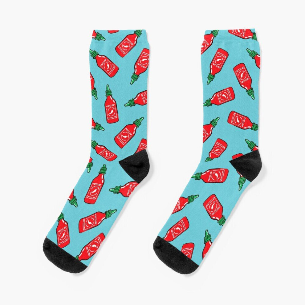 Dress Socks Sriracha sauce - blue - hot chili sauce Novelty Fancy Crazy Pattern Crew Casual for Men Women