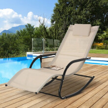 Breathable Mesh Rocking Chair Patio Rocker Lounge Recline Removable