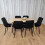 Rectangle Oak Effect Dining Table With 6 Black Velvet Tufted Chairs 9