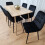 Rectangle Oak Effect Dining Table With 6 Black Velvet Tufted Chairs 5