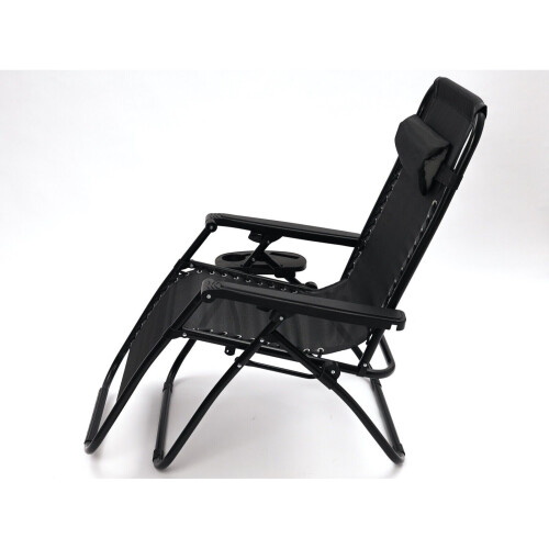 Zero Gravity Chair Sun Lounger Fold Away With Tray Black 1