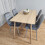 Rectangle Oak Effect Dining Table With 4 Grey Velvet Tufted Chairs 7