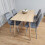 Rectangle Oak Effect Dining Table With 4 Grey Velvet Tufted Chairs 2