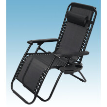 Zero Gravity Chair Sun Lounger Fold Away With Tray Black