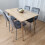 Rectangle Oak Effect Dining Table With 4 Grey Velvet Tufted Chairs 8
