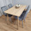 Rectangle Oak Effect Dining Table With 4 Grey Velvet Tufted Chairs 13