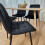 Rectangle Oak Effect Dining Table With 4 Black Velvet Tufted Chairs 5