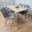Rectangle Oak Effect Dining Table With 4 Grey Velvet Tufted Chairs 9
