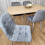Rectangle Oak Effect Dining Table With 4 Grey Velvet Tufted Chairs 14