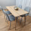 Rectangle Oak Effect Dining Table & 4 Grey Faux Leather Padded Chairs 1