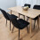 Rectangle Oak Effect Dining Table With 4 Black Velvet Tufted Chairs 11