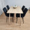 Rectangle Oak Effect Dining Table With 4 Black Velvet Tufted Chairs 2