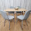 Rectangle Oak Effect Dining Table & 4 Grey Faux Leather Padded Chairs 8