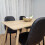 Rectangle Oak Effect Dining Table & 4 Black Faux Leather Padded Chairs 9