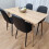 Rectangle Oak Effect Dining Table & 4 Black Faux Leather Padded Chairs 4