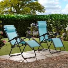 Garden Gear Reclining Chair Zero Gravity Sun Bed Lounger Folding Outdoor Seat