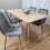 Rectangle Oak Effect Dining Table With 4 Grey Velvet Tufted Chairs 10