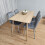 Rectangle Oak Effect Dining Table With 4 Grey Velvet Tufted Chairs 1