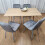 Rectangle Oak Effect Dining Table With 4 Grey Velvet Tufted Chairs 15