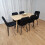 Rectangle Oak Effect Dining Table With 6 Black Velvet Tufted Chairs 3